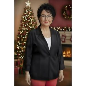 Russell‎ Kemp Black Faux Seude Blazer Jacket Womens Textured Semi Sheer Sleeve